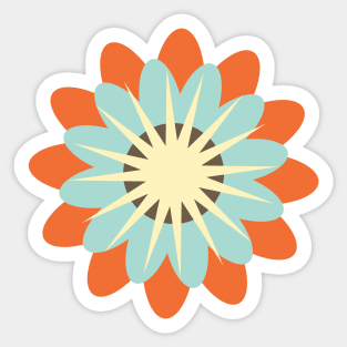 Retro Flower in buttercream, orange and light blue Sticker